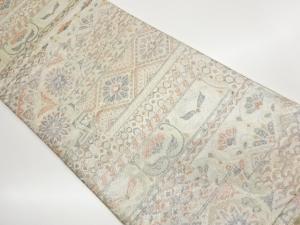 佐賀錦変わり花々に古典柄模様織出し袋帯